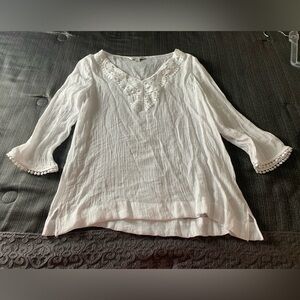 Counterparts Boho Cottagecore Crochet Top Tunic Coverup White Large